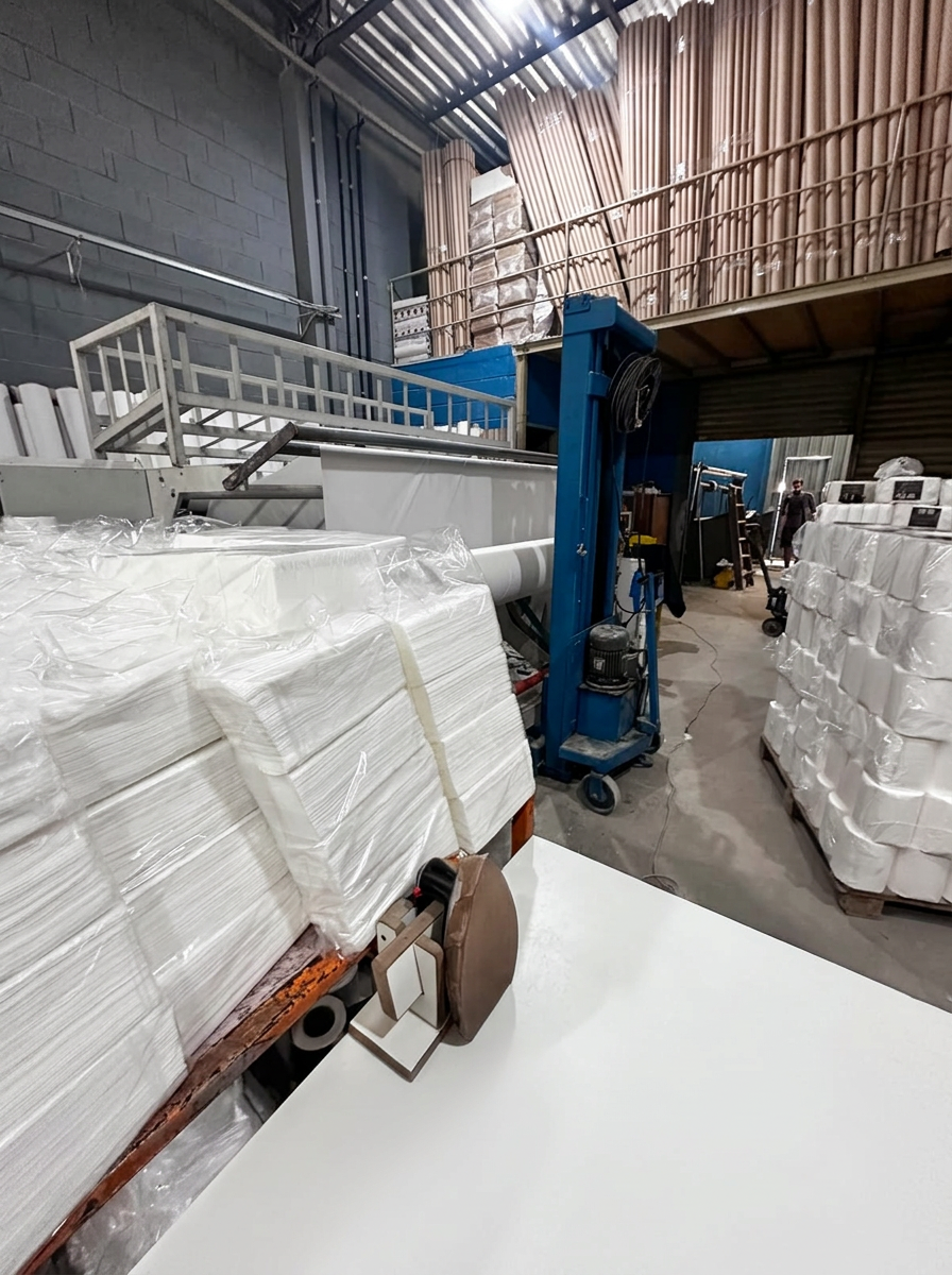 Interior da fábrica de papéis Prospera